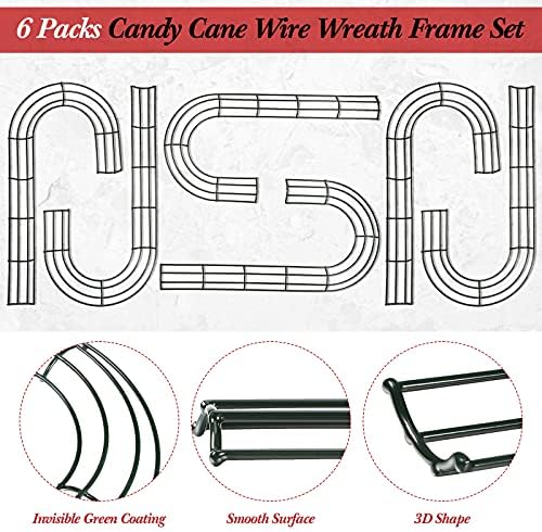Patelai 6 Piece Candy Cane Wire Wreath Frame 16 Inches