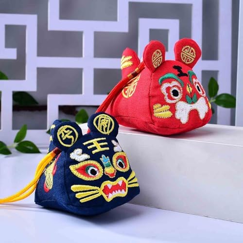Handcrafted Mugwort Tiger Perfume Bag with Dangling Pendant