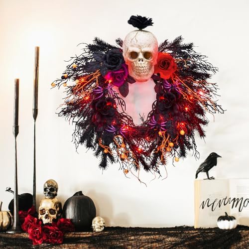 20 Inch Halloween Wreath with Lights and Decor