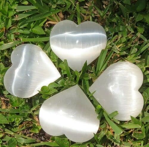 White Selenite Puffy Heart Reiki Crystal XL 1 Piece