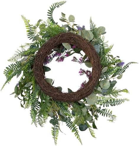 Northlight Lavender Mixed Foliage Artificial Wreath 22 Inch Purple Green