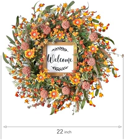 idyllic Summer Wreath for Front Door Orange Decor