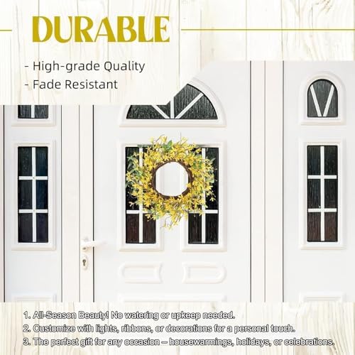 Hometrance 20 Inch Spring Wreath with Yellow Forsythia