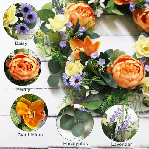 22 Inch Peony Spring Wreath for Front Door