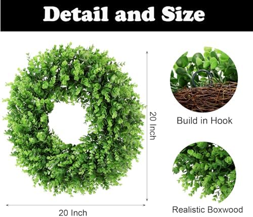 Preserved Boxwood Wreath Artificial 20 Inch