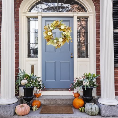 22 Artificial Fall Wreath with Pumpkin and Maple Leaves