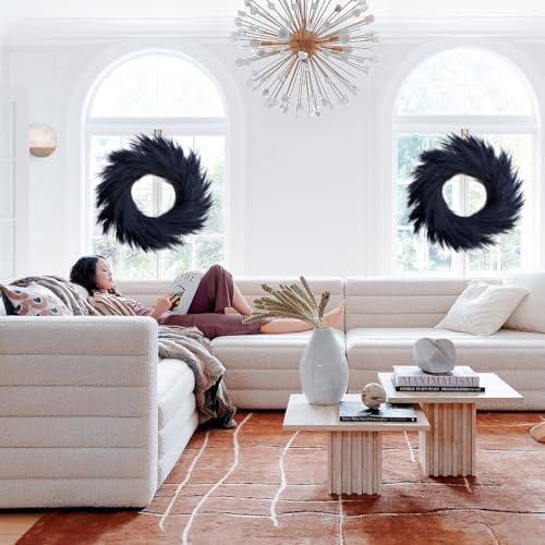 27 Inch Artificial Pampas Grass Wreath Black