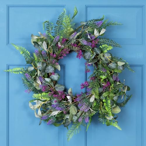 Northlight Lavender Mixed Foliage Artificial Wreath 22 Inch Purple Green