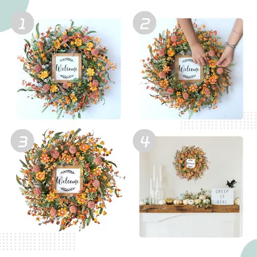 idyllic Summer Wreath for Front Door Orange Decor