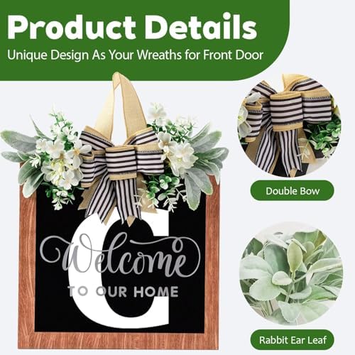 Custom Last Name Door Wreath 14 Inch Farmhouse Style