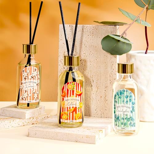 3 Pack Reed Diffuser Set with Linen Eucalyptus Citrus Scent