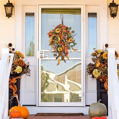 BEIJIALY Artificial Fall Wreath 175 Inch Autumn Decor