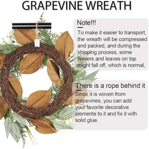 20 Inch Eucalyptus Wreath for Front Door All Seasons