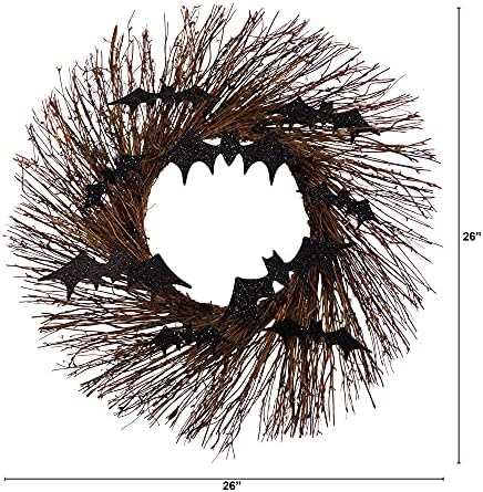 Nearly Natural 26in Halloween Bats Twig Wreath