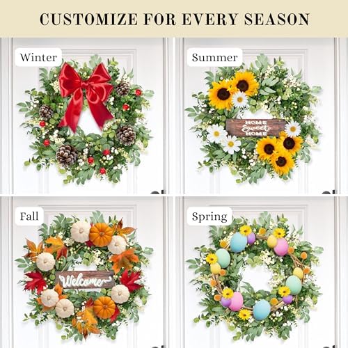 Artificial Eucalyptus Wreath with Berries 24 Inches