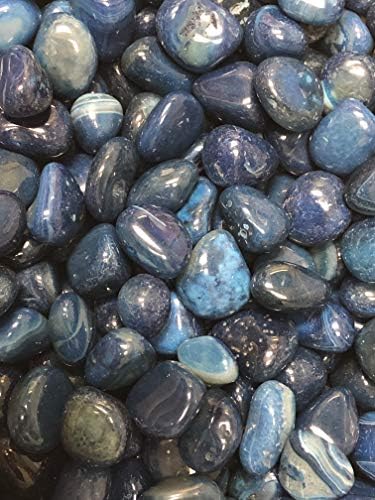 Tumbled Dyed Agate Stones with Velvet Bag - 1 Inch Blue