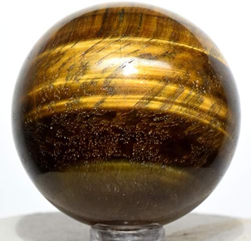 48mm Golden Tiger Eye Sphere with Stand - Natural Crystal Collectible