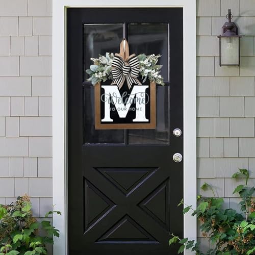 16 Inch Personalized M Letter Wooden Welcome Sign