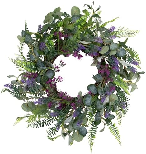 Northlight Lavender Mixed Foliage Artificial Wreath 22 Inch Purple Green