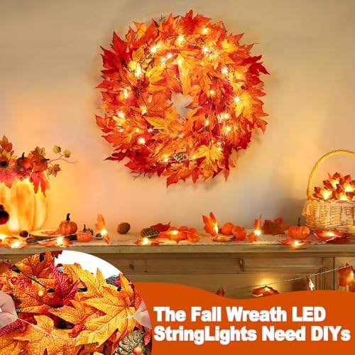 24 Inch Lighted Fall Wreath for Front Door