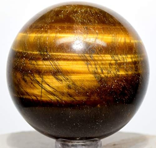 48mm Golden Tiger Eye Sphere with Stand - Natural Crystal Collectible