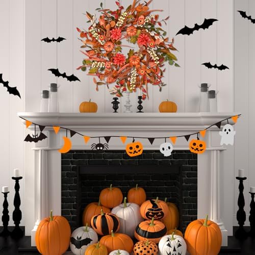 Montekin 24 Inch Fall Wreath with Mixed Leaves and Wildflowers