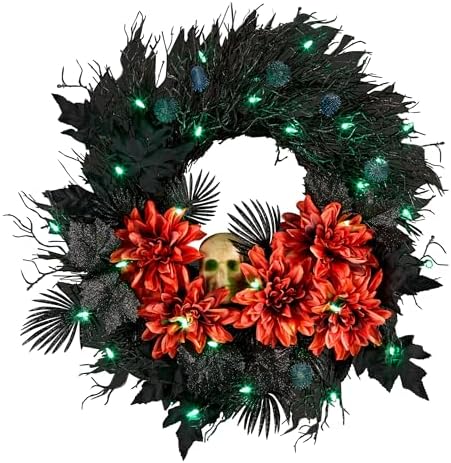 National Tree Company 24 Inch Halloween Wreath with LED Lights