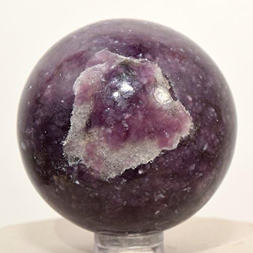 49mm Deep Purple Lepidolite Sphere with Plastic Stand