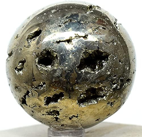 HQRP Golden Pyrite Sphere 46mm with Stand