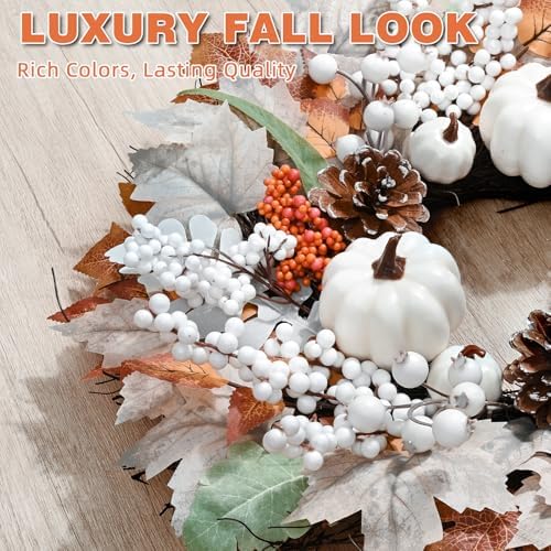 Yastouay 20 Inch Fall Wreath with Lights