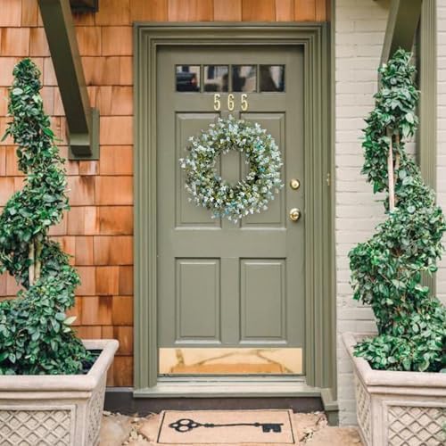 Summer 24-inch Blue Flower Wreath Front Door Decor