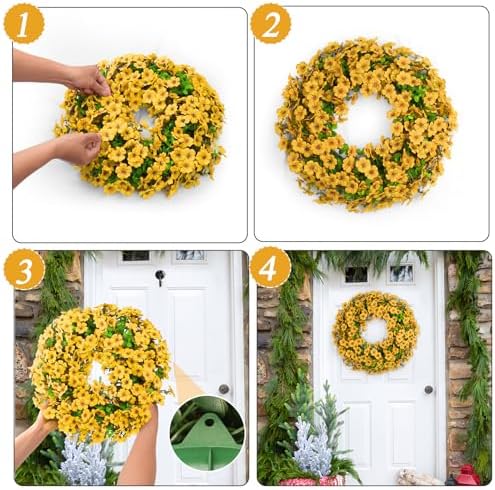 20 Inch Artificial Spring Summer Door Wreath with Eucalyptus