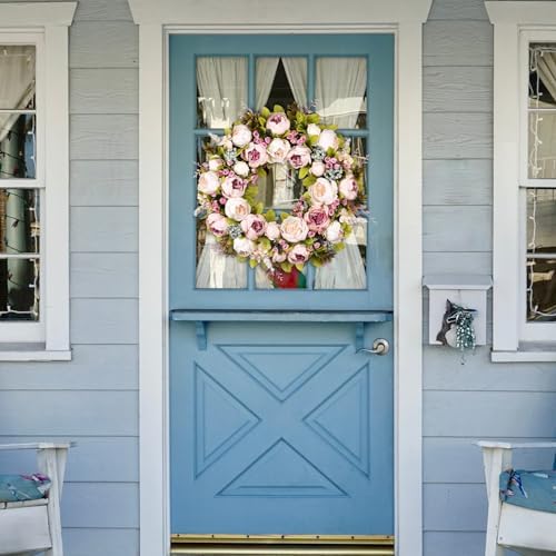 22 Inch Handmade Peony Wreath for Front Door