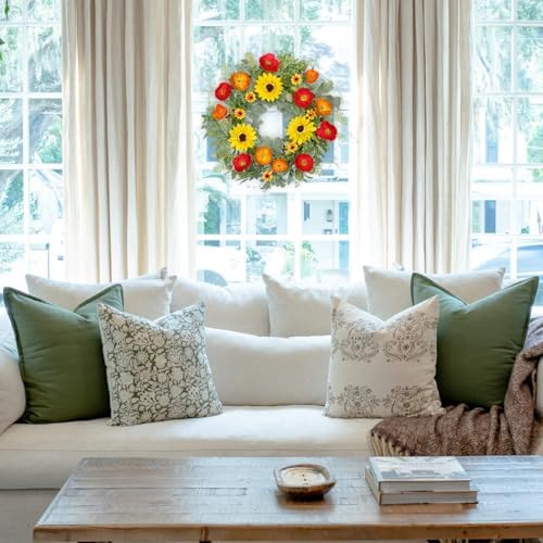 Hollyone 20 inch Artificial Spring Wreath