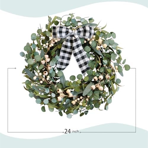 24 Inch Artificial Eucalyptus Wreath with Berries