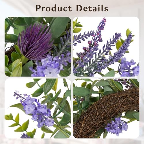 Lavender Wreath for Front Door Spring Summer Decor