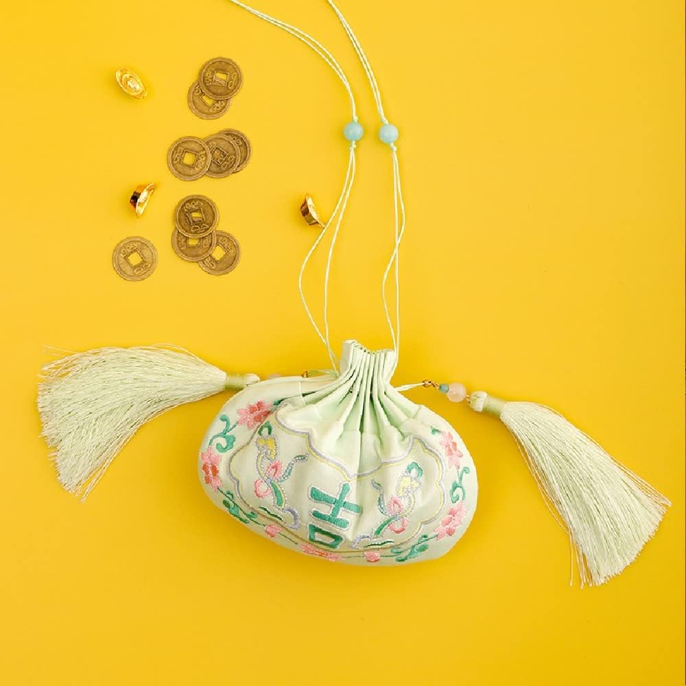 Quenny Chinese Style Sachet Antique Perfume Bag Carry On Pendant Lake Green 11x95cm