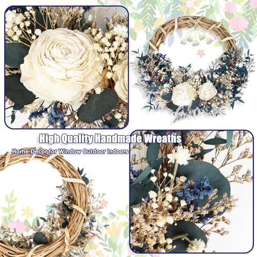 18 Preserved Flowers Wreath Natural Dried Farmhouse Decor