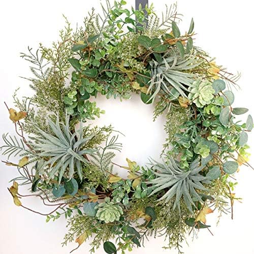 Idyllic 22 Inch Artificial Succulents Wreath for Front Door