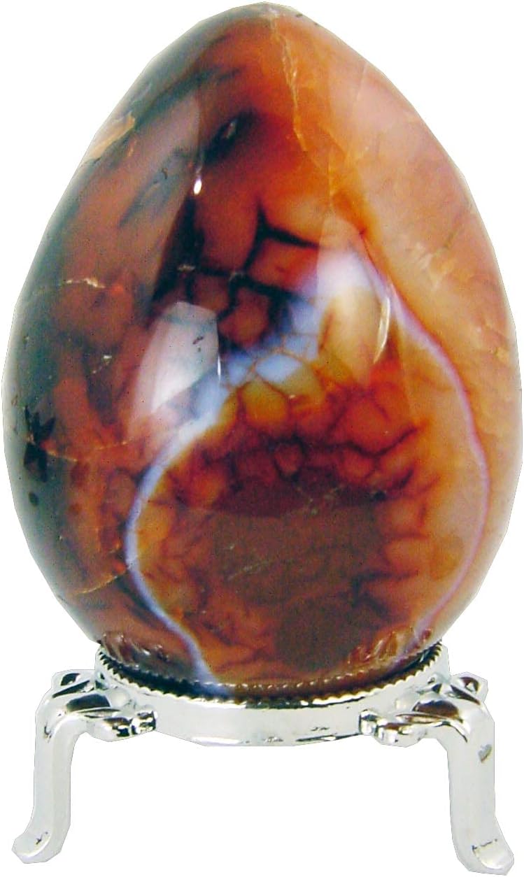 Carnelian Agate Egg with Stand for Healing and Decor