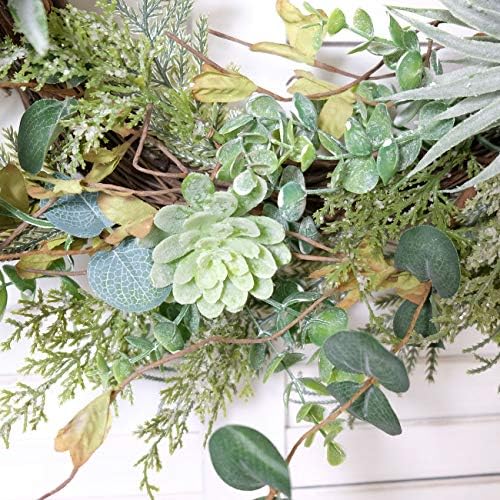 Idyllic 22 Inch Artificial Succulents Wreath for Front Door
