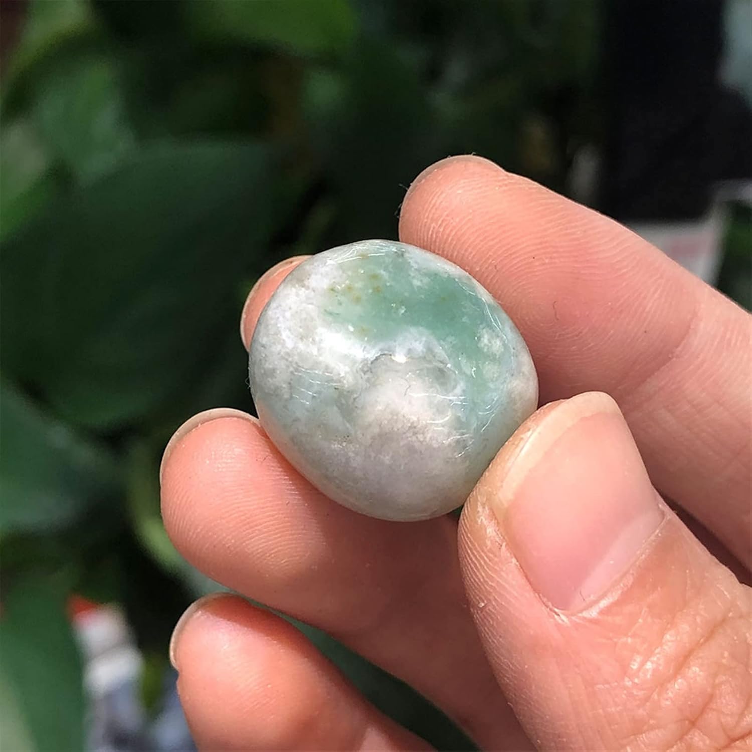 YEAHSO 1pc Natural Green Sakura Agate Tumbled Stone Home Decor