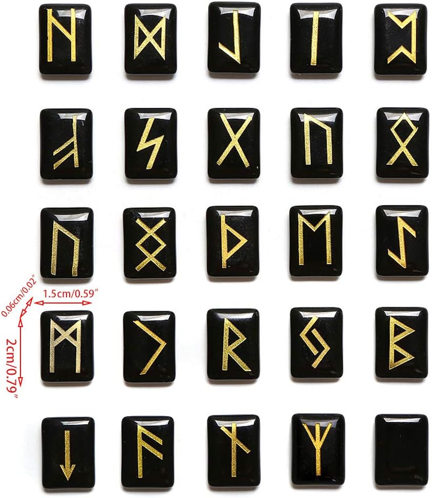 Lapis Lazuli Rune Stones Set with Engraved Lettering