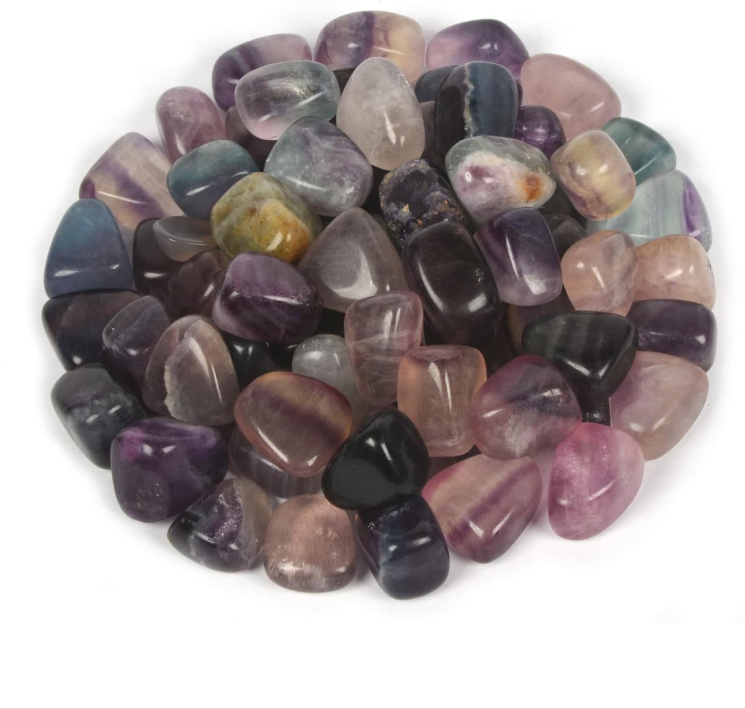 Justinstones 100 Grams Small Rainbow Fluorite Tumbled Stones Collection