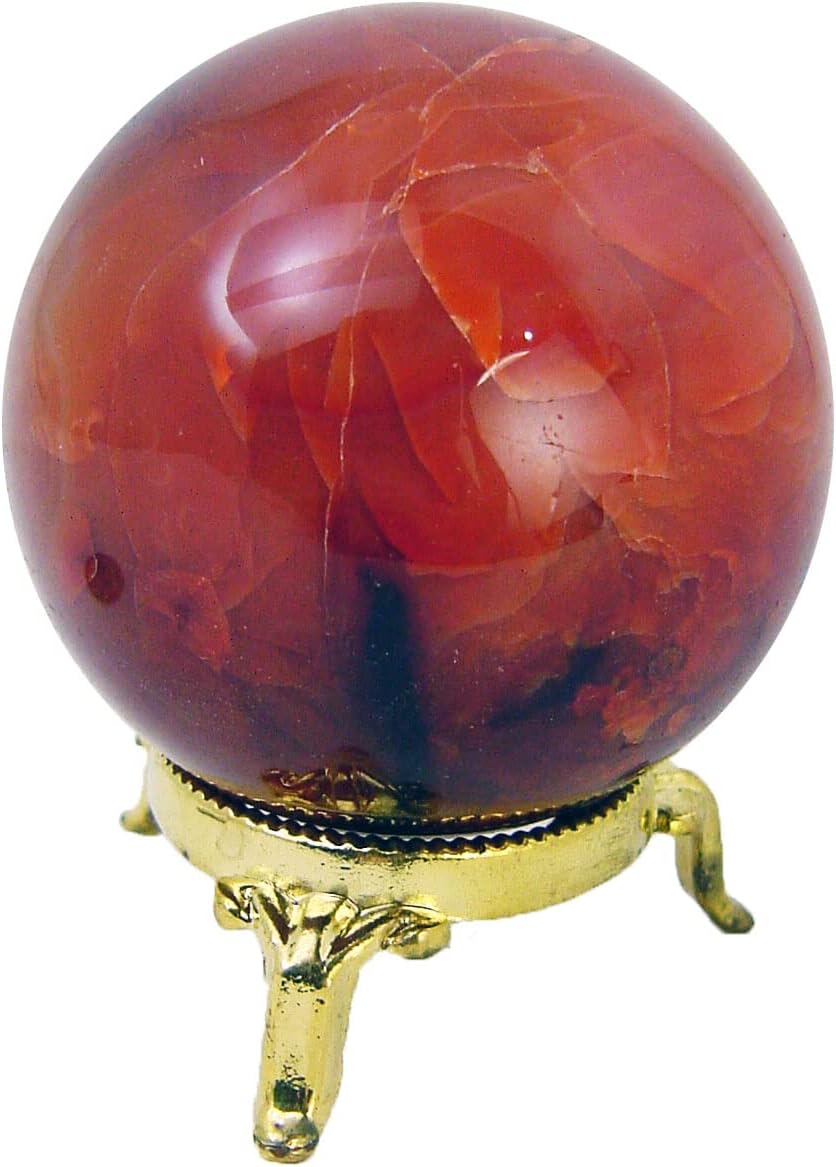 Carnelian Agate Sphere 68mm Healing Stone with Stand