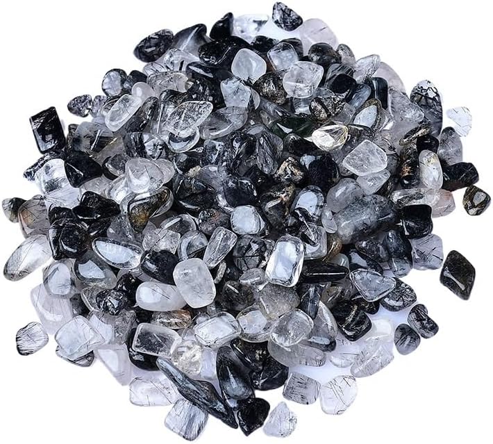 Natural Black Hair Crystal Gravel Decorative Stone 9-12mm