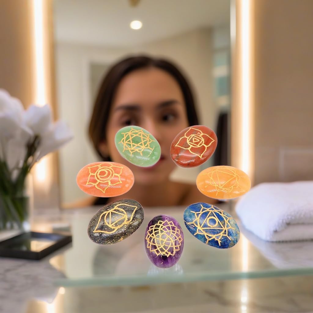 7 Chakra Healing Crystals Oval Stones Set