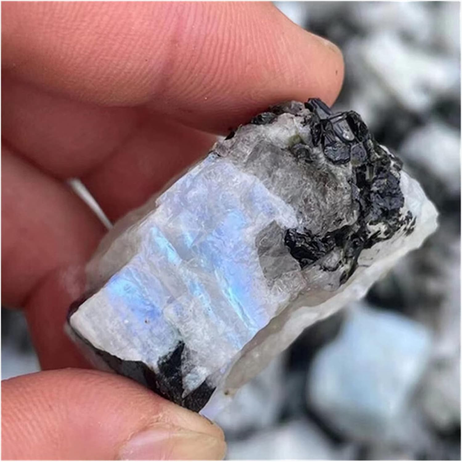 FIDEMM Natural Crystal Rainbow Moonstone Healing Stones 100g
