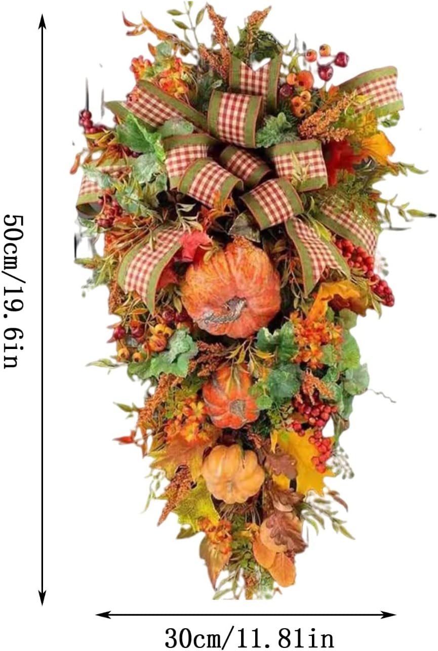 Fall Swag Front Door Wreath - Autumn Thanksgiving Decor