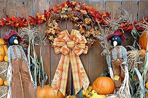 ABTOLS Large Fall Pumpkin Bow Wreath Decoration